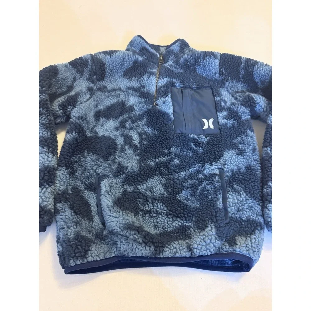 Hurley Boys‎ Sherpa Quarter Zip Pullover blue camo Size Small 6-7